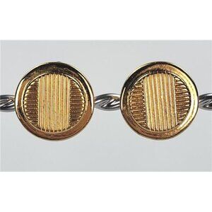 Ralph Lauren  Gold Plated Stud Earrings Textured Circle Clip-On 0.5 in Vintage